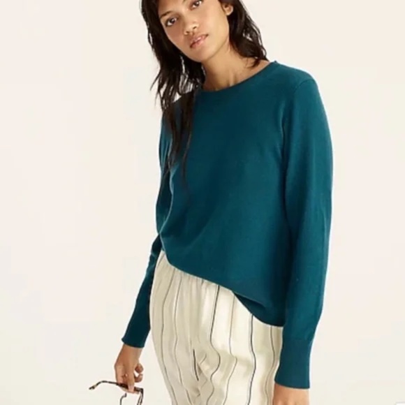 J. Crew 100% Cashmere Classic-Fit Crewneck Sweater BA400 Summit Green Small - Picture 10 of 10